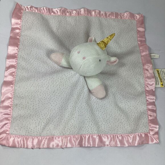 Cloud Island Unicorn Lovey Baby Security Blanket Pink White Gold Sparkles - Picture 1 of 7